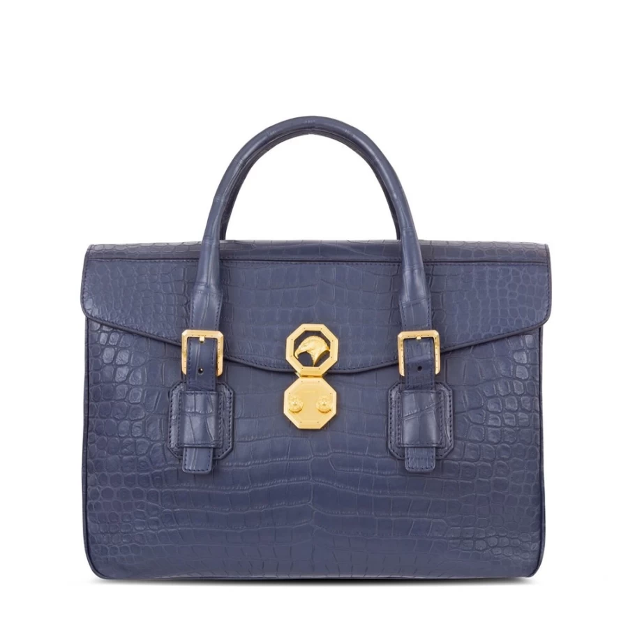 "Stefano Ricci Handmade Genuine Crocodile Leather Briefcase – Luxury Men's Business Bag"
