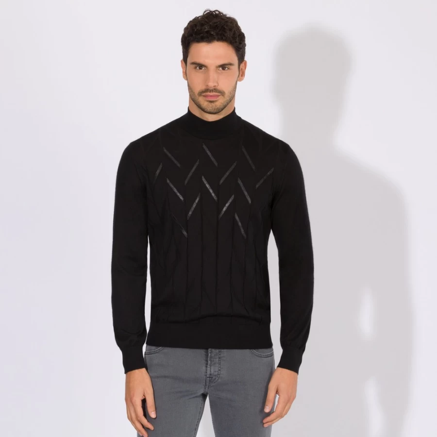Stefano Ricci Men's Luxury Mockneck Sweatshirt - Premium Cotton Blend Pullover