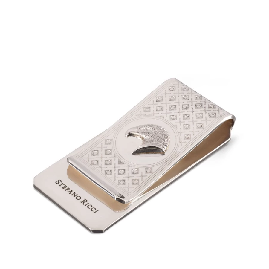 "Stefano Ricci Luxury Silver Money Clip for Men - Elegant Metal Cash Holder"