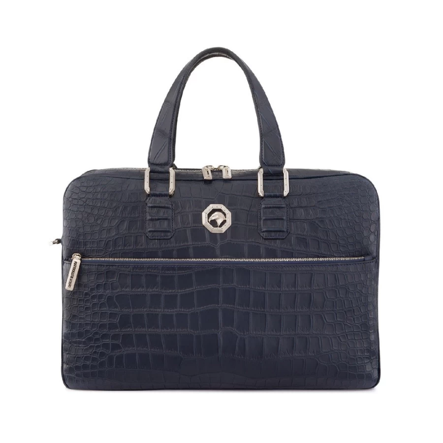 "Stefano Ricci Handmade Crocodile Leather Business Bag – Premium Matte Finish"