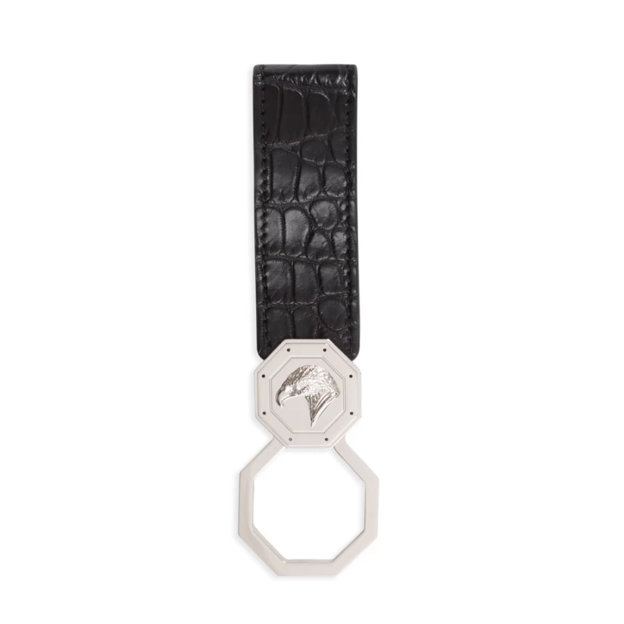 Stefano Ricci Matte Crocodile Key Ring in N999 - Luxury Leather Accessory