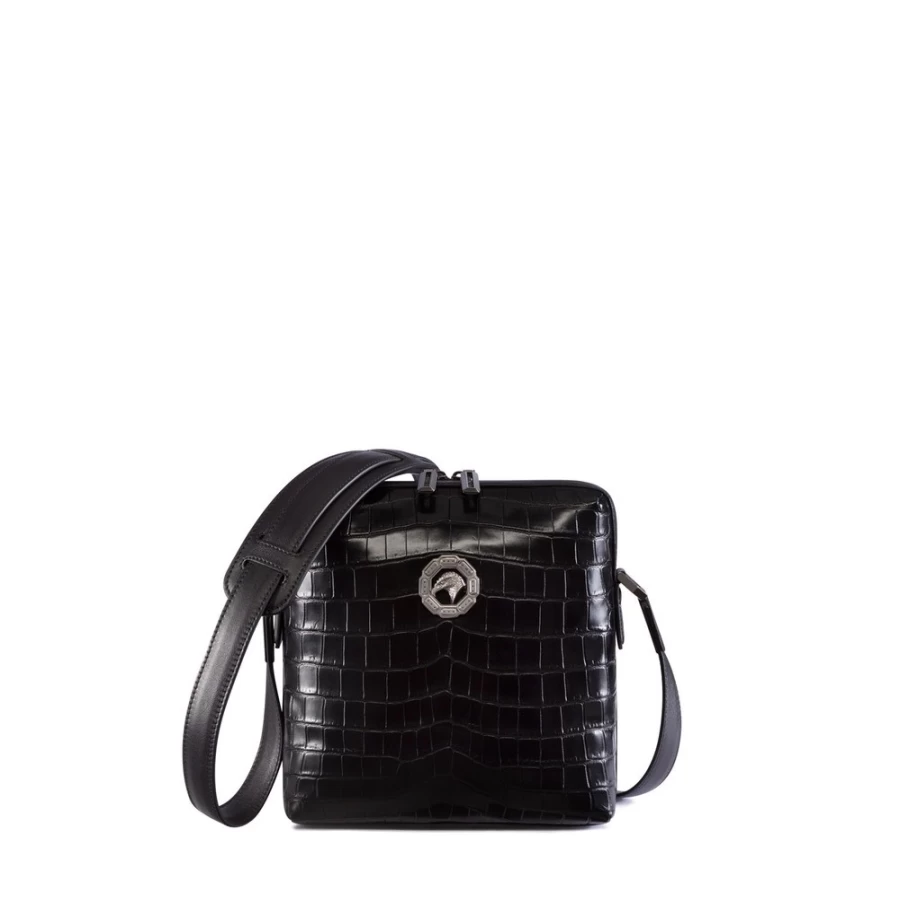 "Stefano Ricci Luxury Matted Crocodile Messenger Bag for Men – Premium Leather Briefcase"
