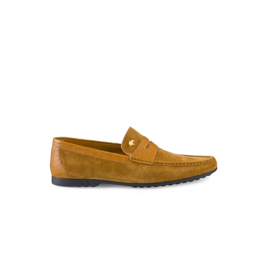 Stefano Ricci Luxury Y008 Suede Crocodile Leather Penny Loafers Slip-On Dress Shoes