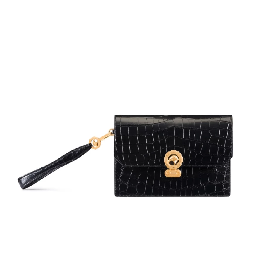 "Stefano Ricci Luxury Matted Crocodile Leather Travel Pouch for Men"