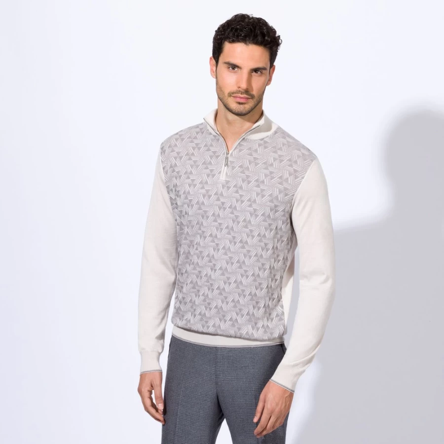 Stefano Ricci Men's Zip Mockneck Sweater - Premium Luxury Knitwear for Men