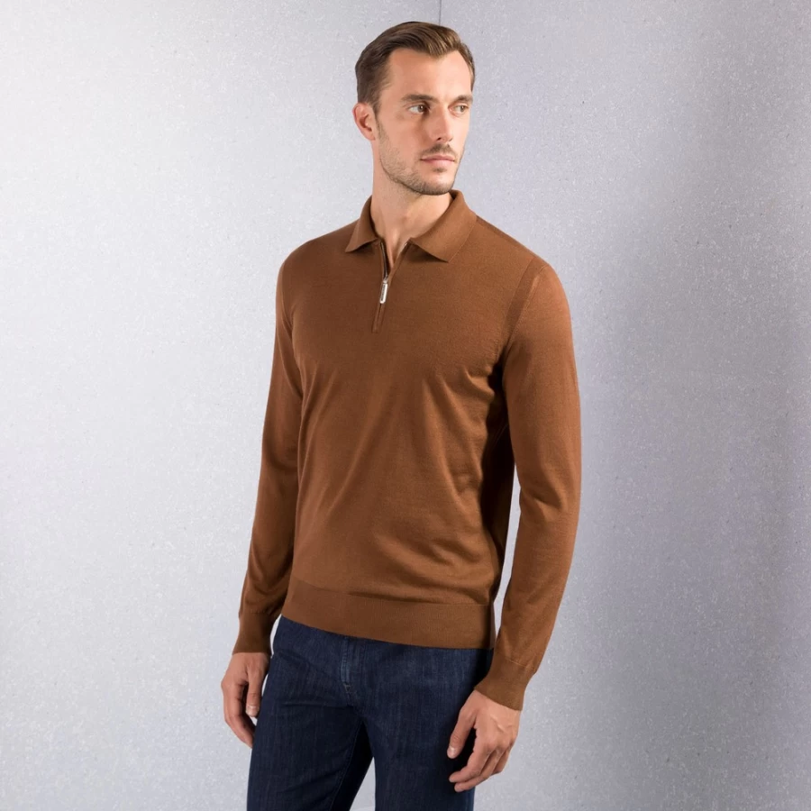 Stefano Ricci Men's Knit Zip Polo Shirt in F22302_247 Color