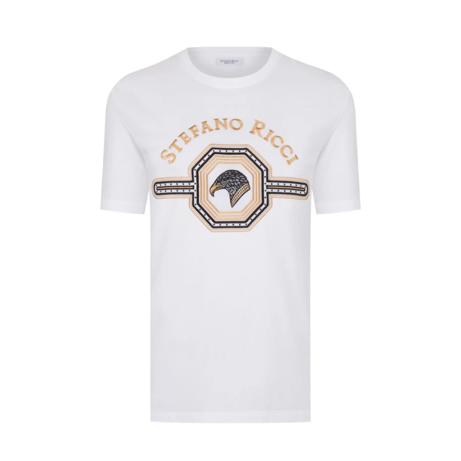 Stefano Ricci Men's Luxury Crewneck T-Shirt Premium Cotton Classic Fit
