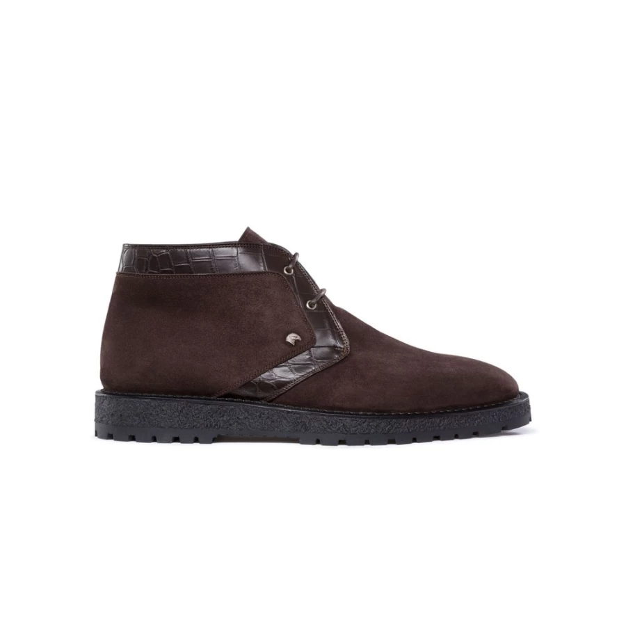 "Stefano Ricci Luxury Suede & Crocodile Leather Chukka Boots for Men"