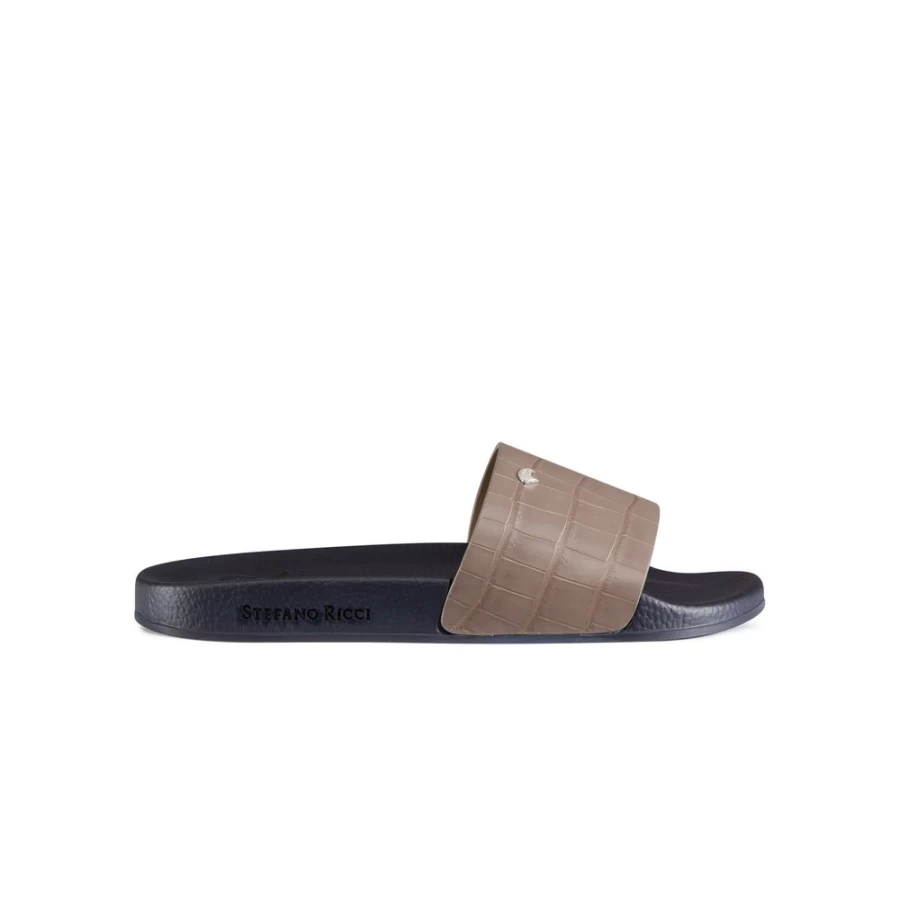 Stefano Ricci M066 Matted Crocodile Leather Slides Luxury Men's Sandals