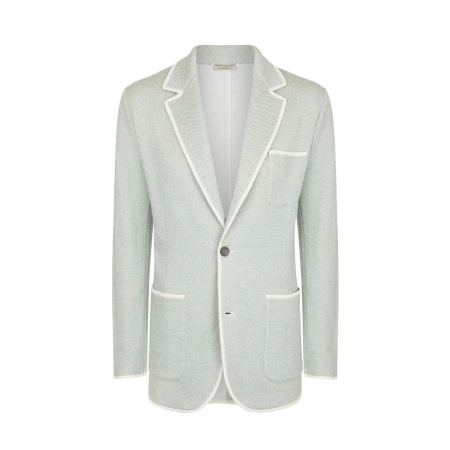 Stefano Ricci Men's Luxury Knit Two-Button Jacket - Premium Cashmere Blend Slim Fit Blazer