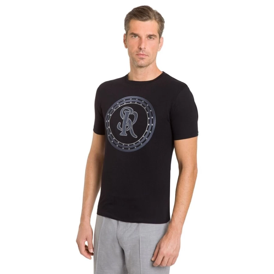 Stefano Ricci Men's Embroidered Luxury T-Shirt | Premium Cotton SR Design
