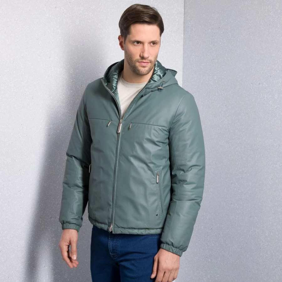 "Stefano Ricci Men's Premium Calfskin Leather Hooded Blouson Jacket"
