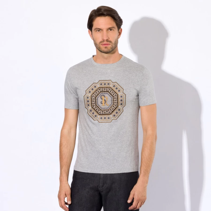 Stefano Ricci Men's Luxury Crewneck T-Shirt Premium Cotton Classic Fit