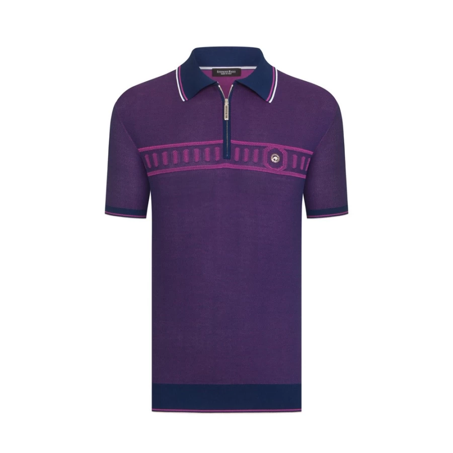 Stefano Ricci Men's Luxury Zip Polo Shirt – Premium Cotton Fashion Top