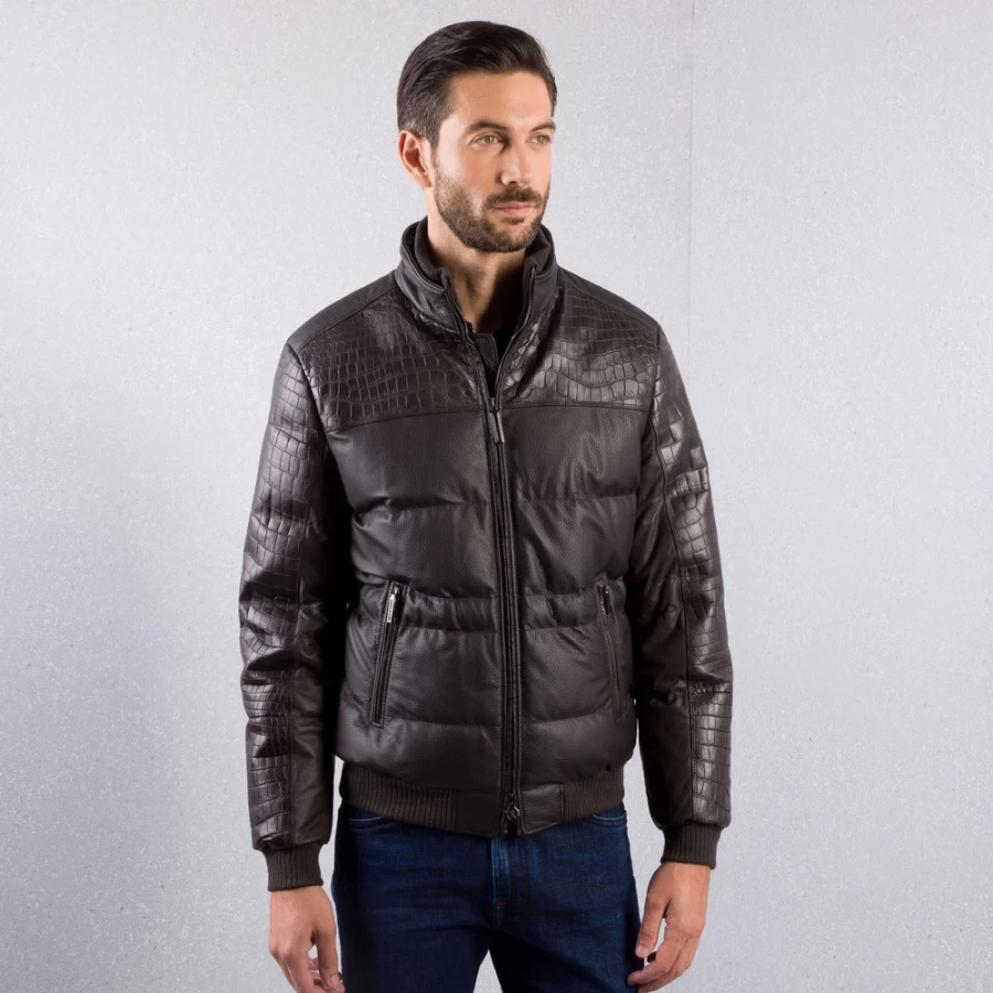Stefano Ricci Men's Luxury Crocodile Leather & Lambskin Blouson Jacket