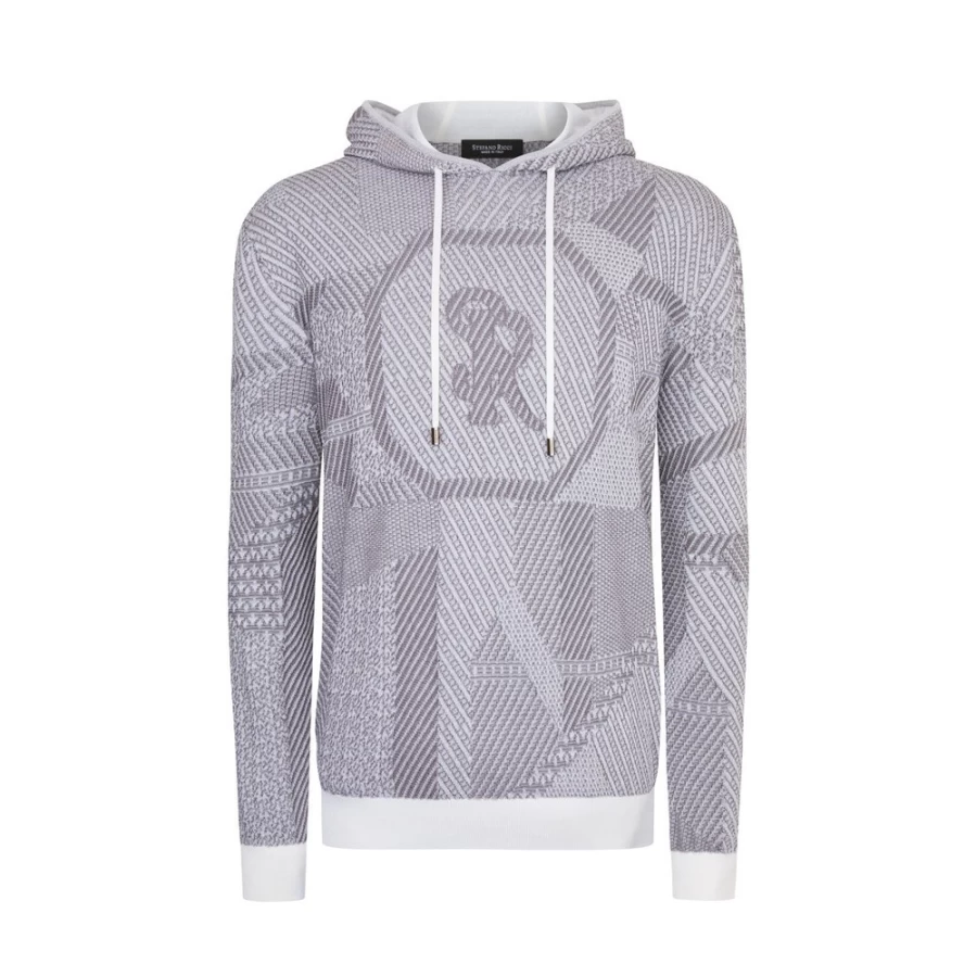 Stefano Ricci Men's Premium Hooded Sweatshirt - Luxury Cotton Zip-Up Fleece Jacket
