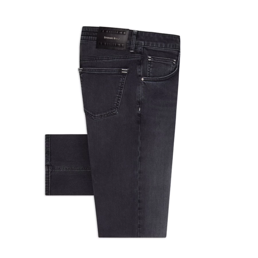 Stefano Ricci Men's Semi High Rise Slim Fit Jeans - Premium Denim Trousers for a Stylish Look