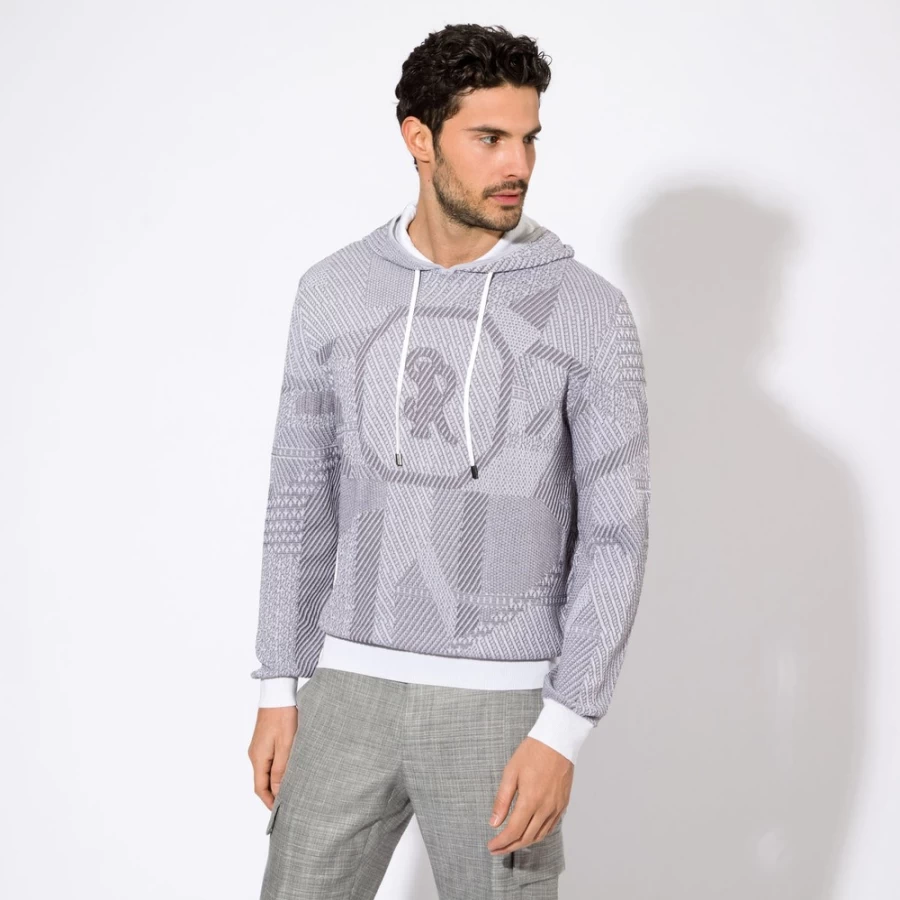 Stefano Ricci Men's Premium Hooded Sweatshirt - Luxury Cotton Zip-Up Fleece Jacket