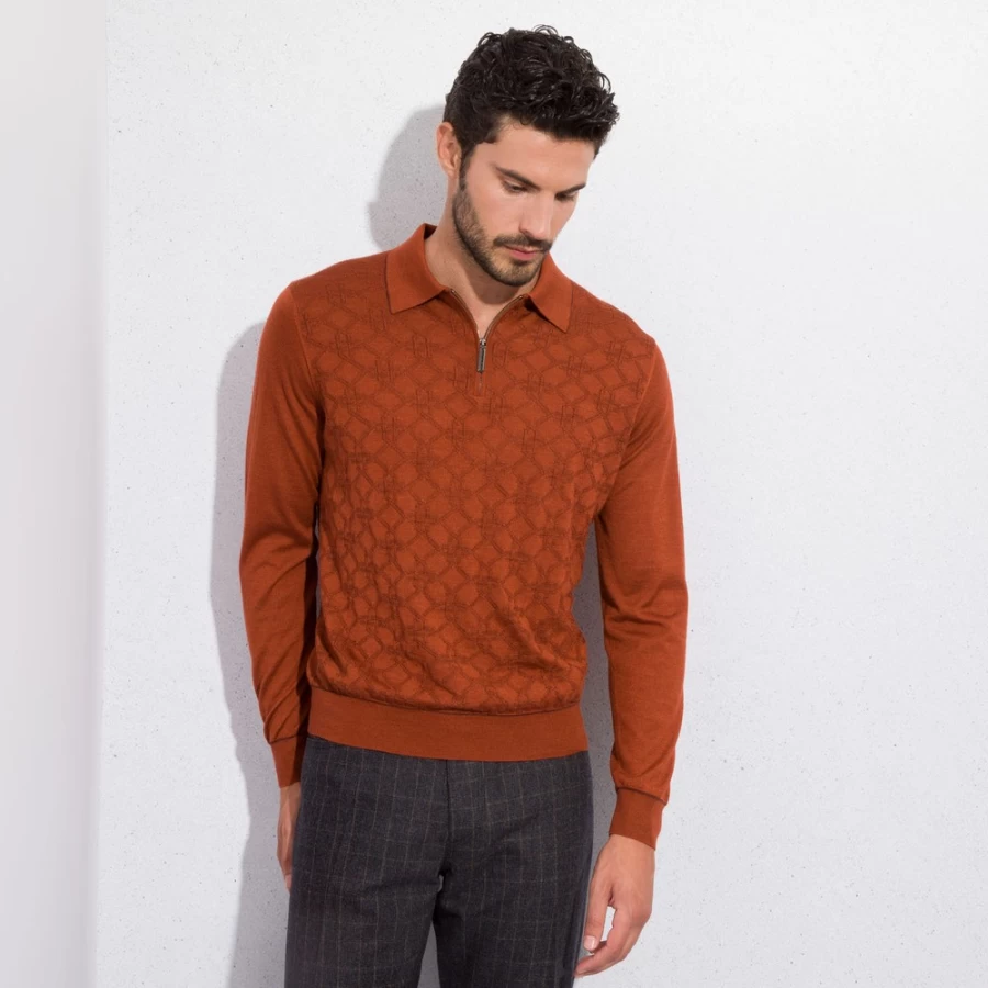 "Stefano Ricci Men's Premium Zip Polo Shirt – Luxury Designer Knitwear"