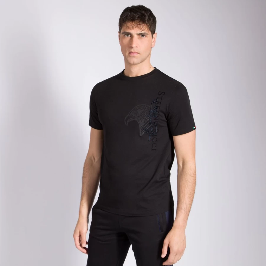 Stefano Ricci Men's Luxury T-Shirt in Color N999 - Premium Cotton Crewneck Tee