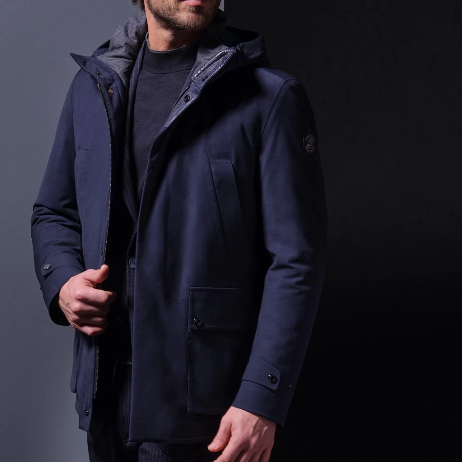 "Stefano Ricci Men's Premium Hooded Waterproof Overcoat for All-Weather Protection"