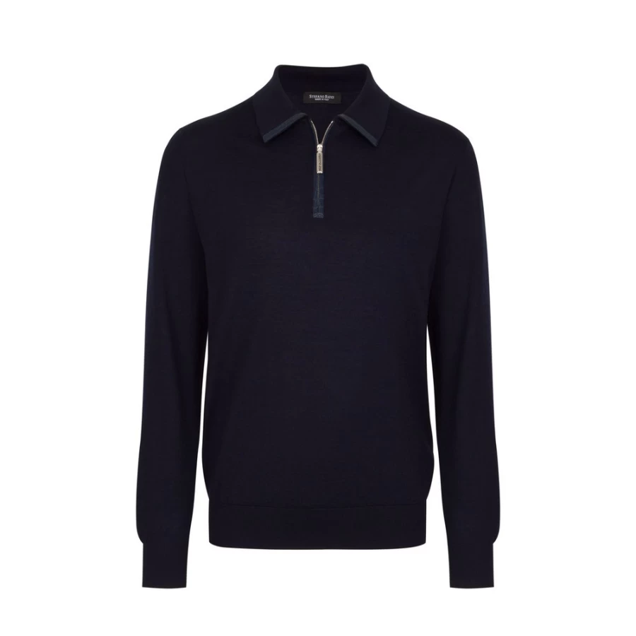 Stefano Ricci Men's Knit Zip Polo Shirt – Premium Cotton Luxury Casual Wear