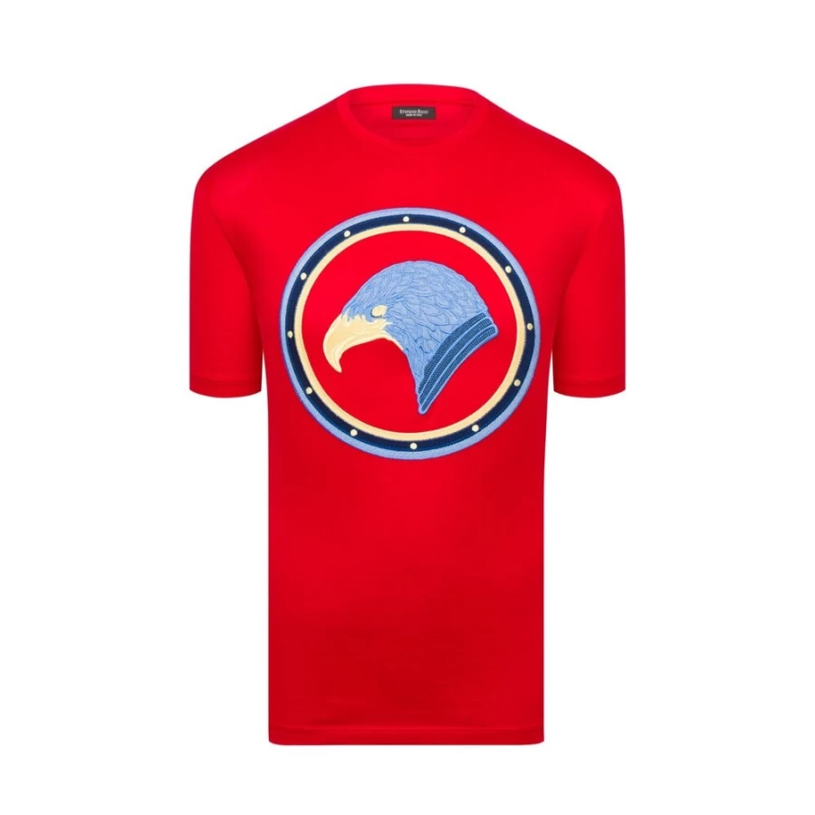 Stefano Ricci Men's Eagle Head Embroidered Premium Cotton T-Shirt