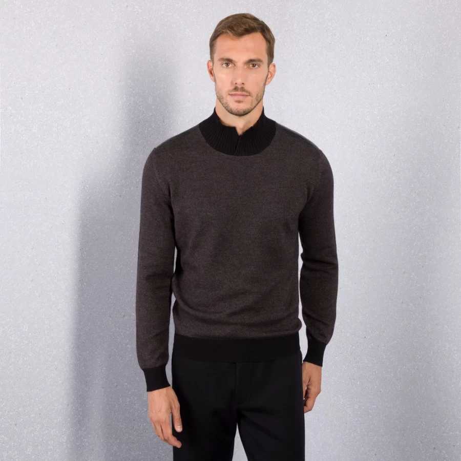 Stefano Ricci Men's Open Collar Mockneck Sweater in F22332_3131 Color