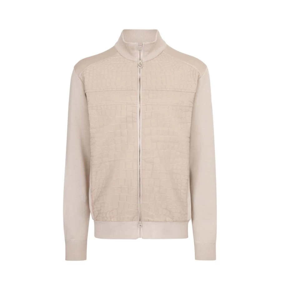 Stefano Ricci Men's Blouson Jacket in Silk, Cotton, and Exotic Crocodile Leather | Color J23105_2239