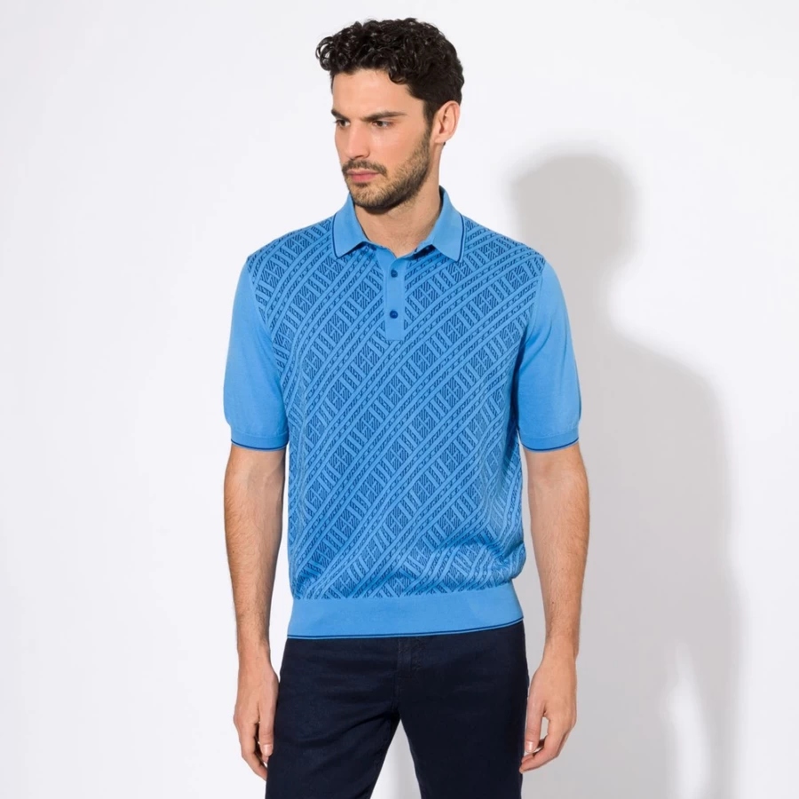 Stefano Ricci Men's Premium Three-Button Polo Shirt – Classic Fit Luxury Cotton Top