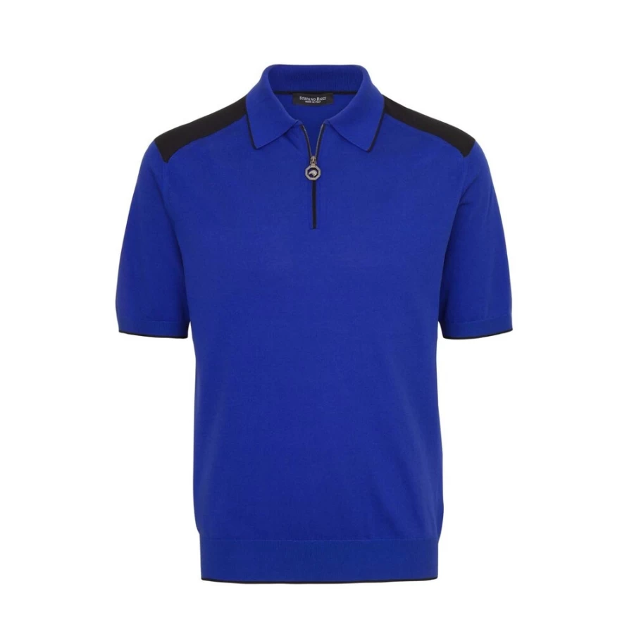 "Stefano Ricci Men's Silk & Cotton Polo Shirt with Zip Detail – Style F23120_3159"