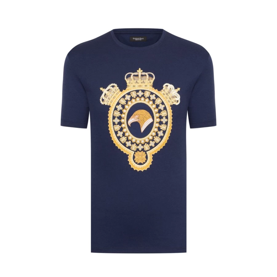 Stefano Ricci Men's Crown Motif Cotton Crew Neck T-Shirt | Luxury Designer Tee