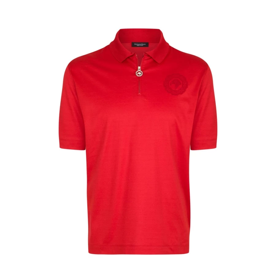 "Stefano Ricci Men's Premium Zip Polo Shirt in Classic Style – T23260_444 Color"