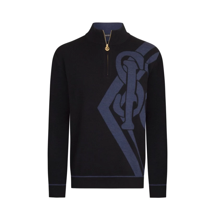 Stefano Ricci Men's Zip Mock Neck Cashmere Sweater Luxury Knitwear
