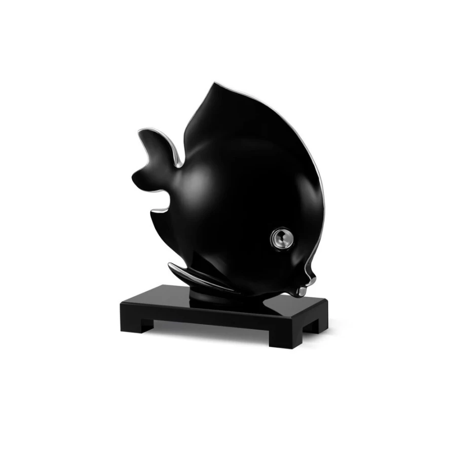 Stefano Ricci Luxury Platinum Black Porcelain Angelfish Decor Large Ornament