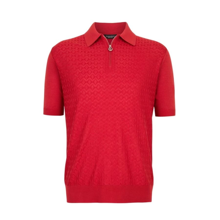 "Stefano Ricci Men's Zip Polo Shirt in Classic Style – F22237_444 Color"