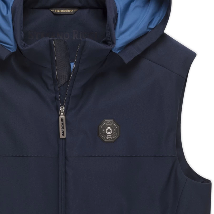 "Stefano Ricci Men's Luxury Hooded Gilet – Premium Quilted Vest for Style & Warmth"