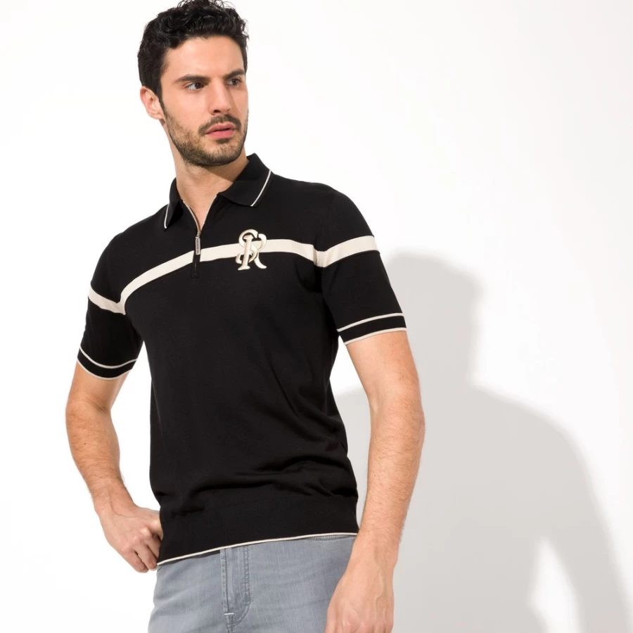 "Stefano Ricci Men's Premium Zip Polo Shirt – Luxury Fashion"