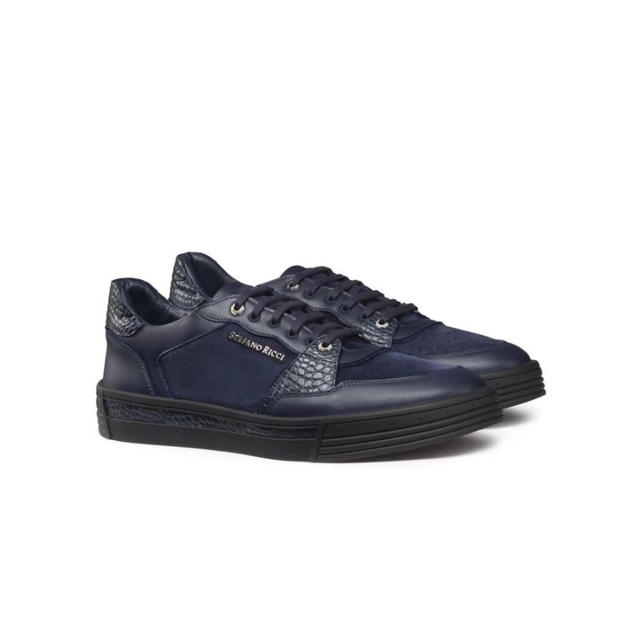 Stefano Ricci Men's Luxury Suede & Calfskin Leather Sneakers - Premium Italian Designer Shoes