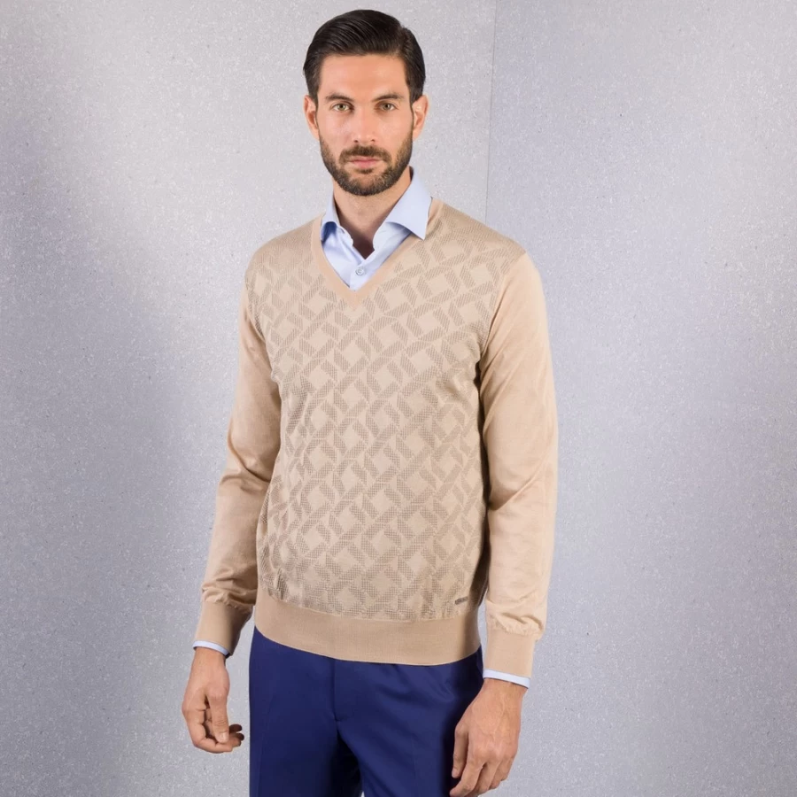 Stefano Ricci Men's V-Neck Sweater in F22476_3211 Color