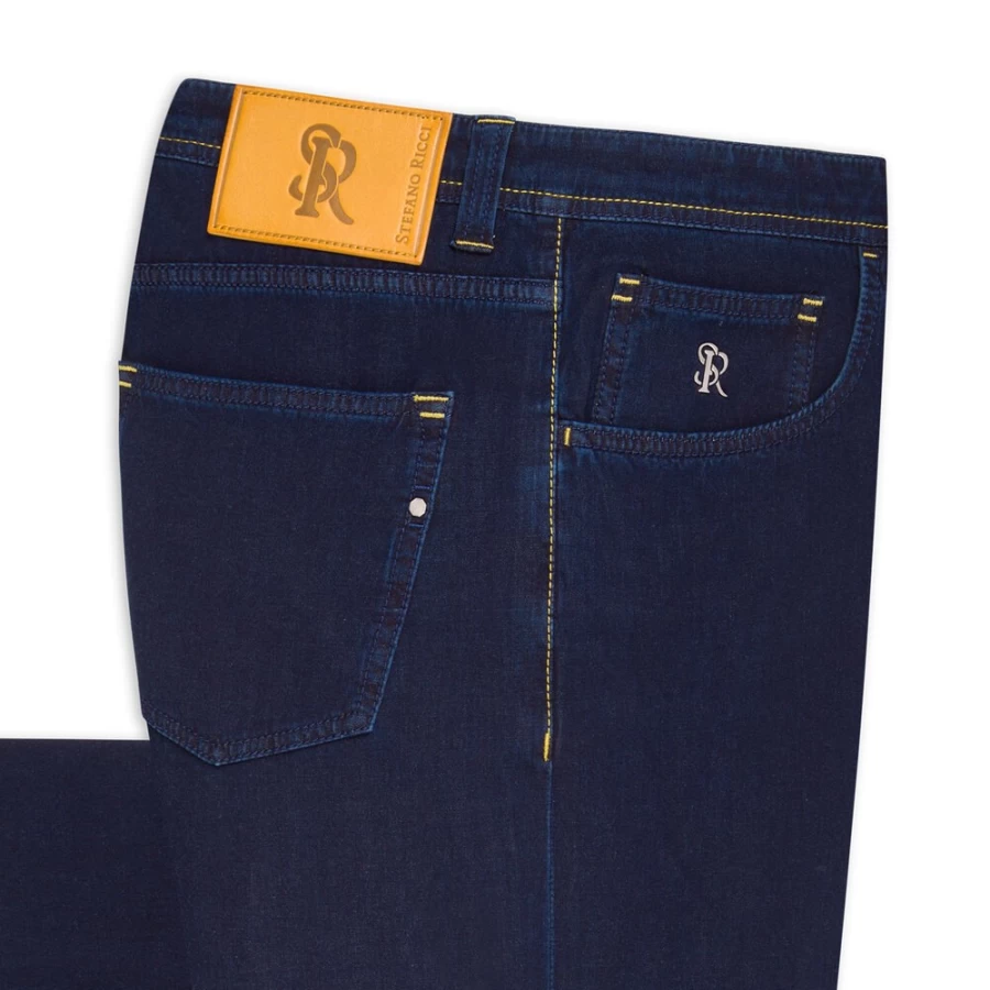 Stefano Ricci Men's Regular-Fit Premium Jeans for Classic Comfort