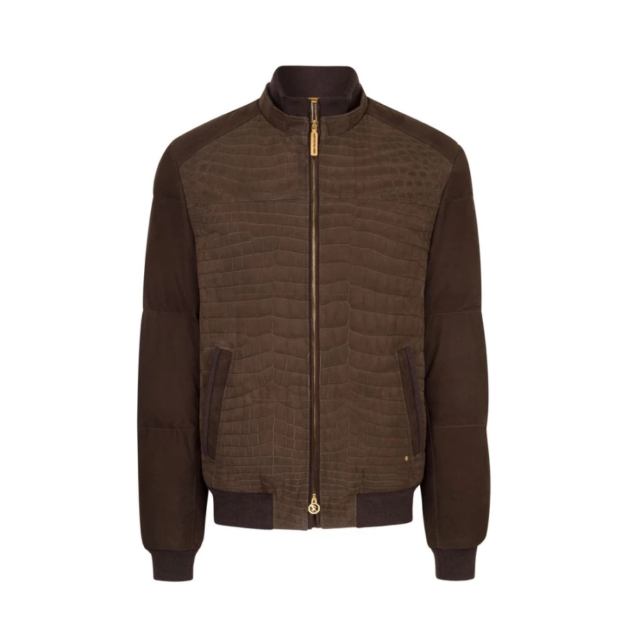 Stefano Ricci Men's Down Blouson Jacket - Premium Quilted Puffer Coat for Winter Warmth