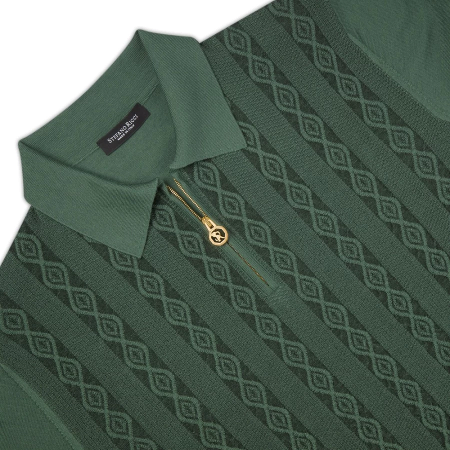 Stefano Ricci Men's Premium Zip Polo Shirt in Elegant Red - Stylish Casual Wear