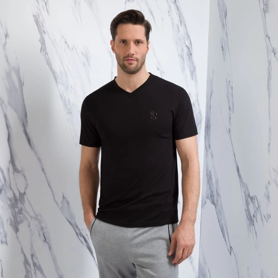 Stefano Ricci Men's Premium V-Neck T-Shirt - Luxury Cotton Comfort Fit