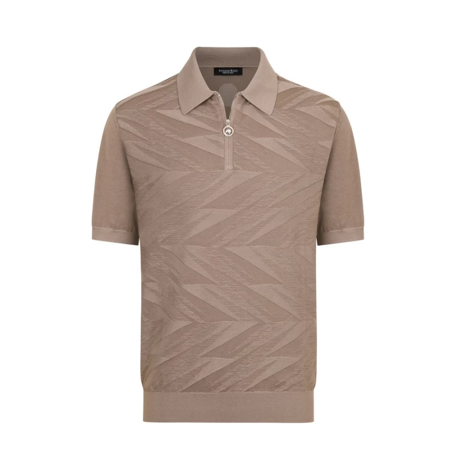 "Stefano Ricci Men's Zip Polo Shirt - Premium Luxury Knitwear for Men"