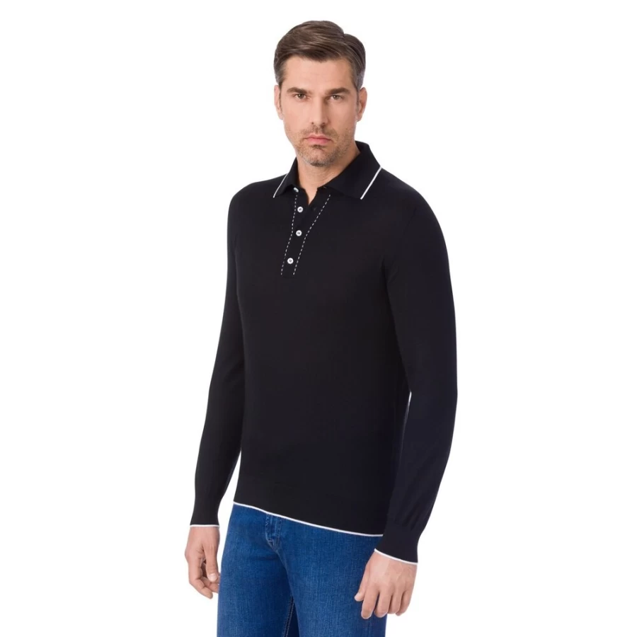 "Stefano Ricci Men's Premium Four-Button Polo Shirt with Exquisite Hand Embroidery"