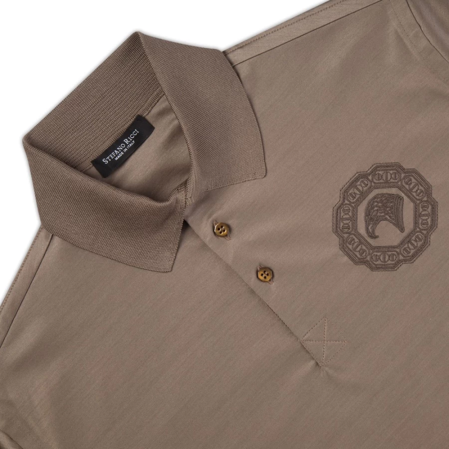 Stefano Ricci Men's Premium Three-Button Polo Shirt - Classic Fit Luxury Cotton Top