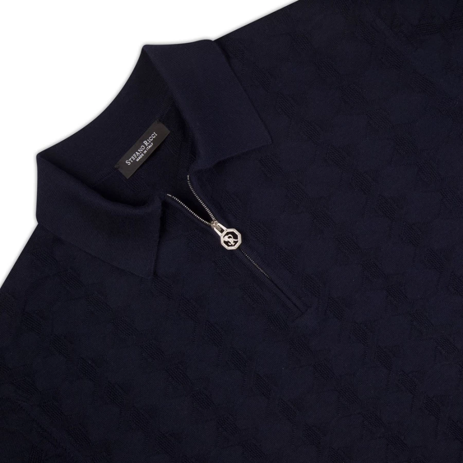 Stefano Ricci Men's Knit Zip Polo Shirt in Color F22380_198