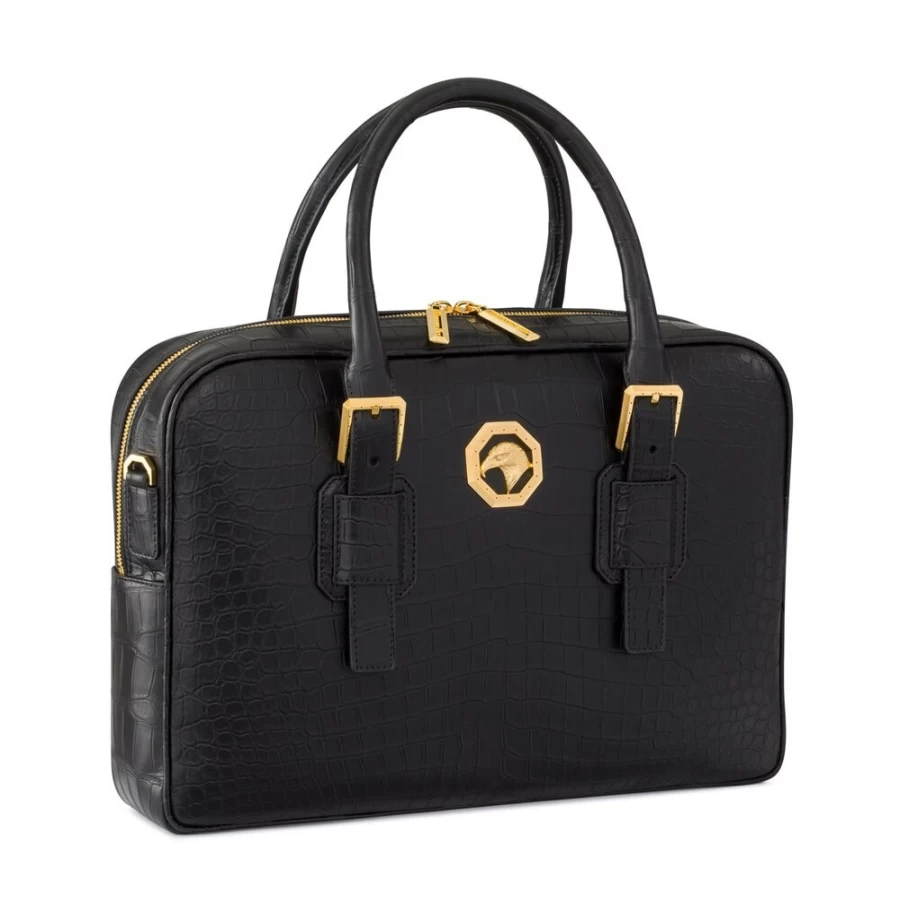 "Stefano Ricci Handmade Genuine Crocodile Leather Briefcase for Business Professionals"