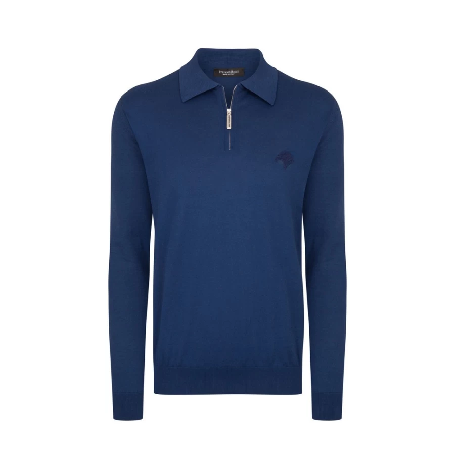 Stefano Ricci Men's Premium Zip Polo Shirt – Luxury Cotton Knit Casual Top